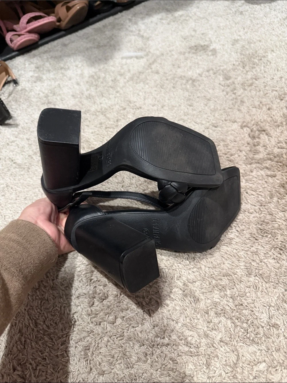 Black Braided Strap High Heel Sandals - Women